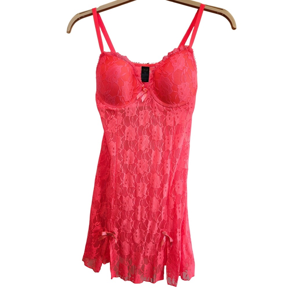 Smart & Sexy Coral‎ Lace Babydoll Lingerie Chemise Slip Nightie - 36C
